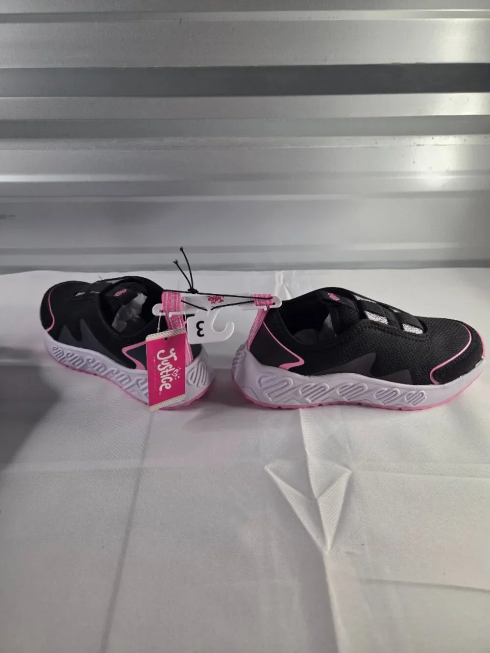 Justice Girls Slip On Athletic Sneakers Size 3 Pink/Black Slip On Athletic Shoes